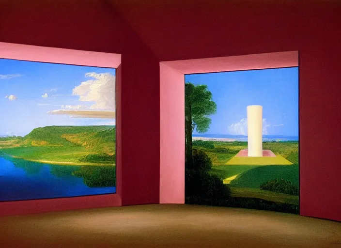 Prompt: painting of a james turrell artwork by thomas cole