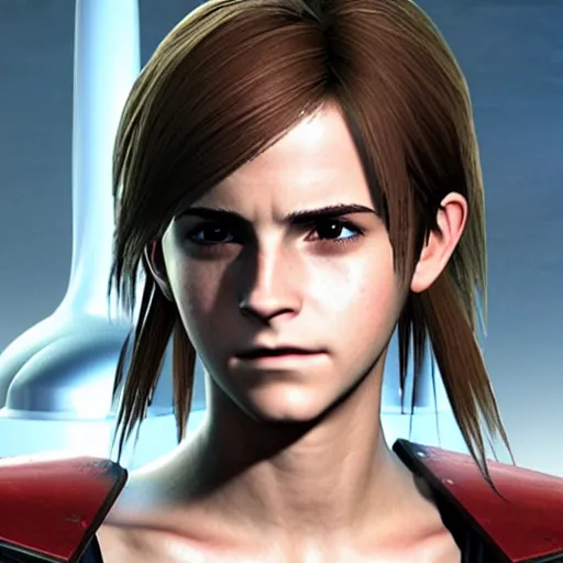 Image similar to emma watson in final fantasy vii remake, character render, full body shot, highly detailed, in game render