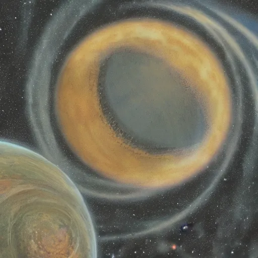 Prompt: a planet warping the universe around it, detailed, artwork by Michael Böhme