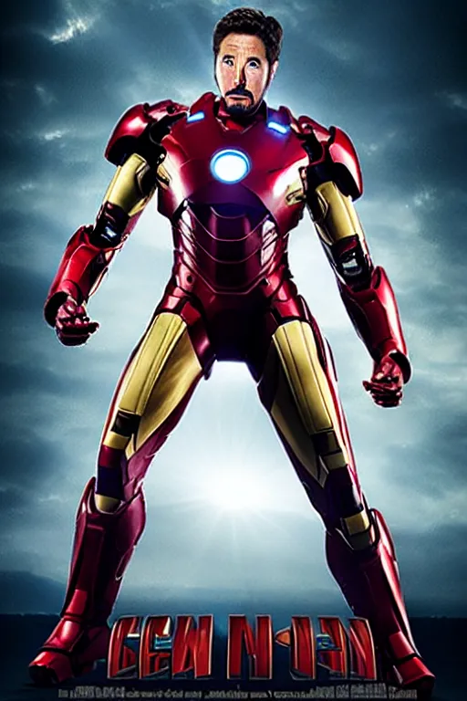 Prompt: richard gere is newiron man, epic scene from marvel movie, movie poster