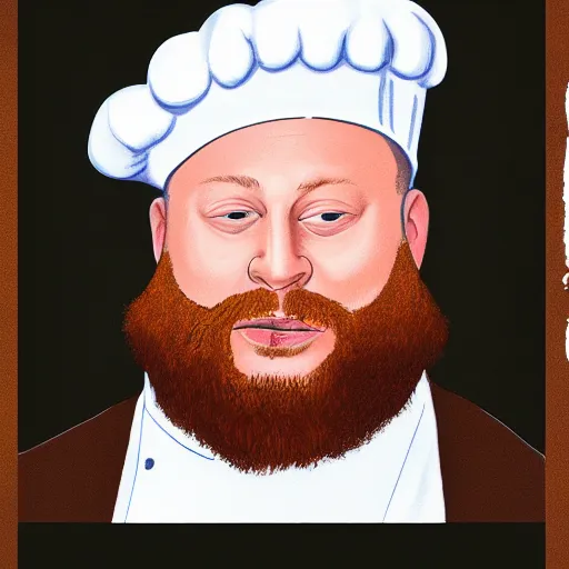 Image similar to action bronson, portrait, action bronson wearing chef clothes, impressionist