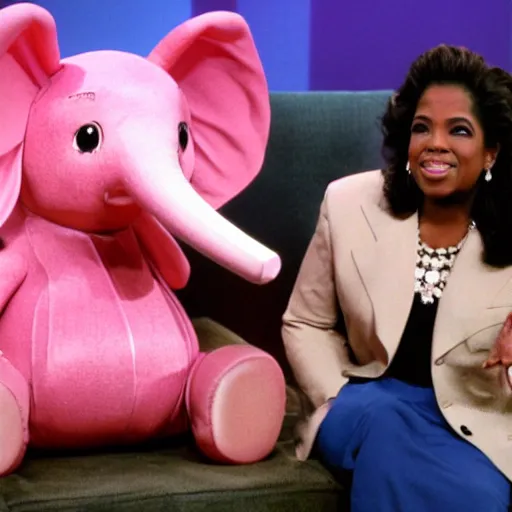 Image similar to a pink elephant as a guest in the oprah winfrey show