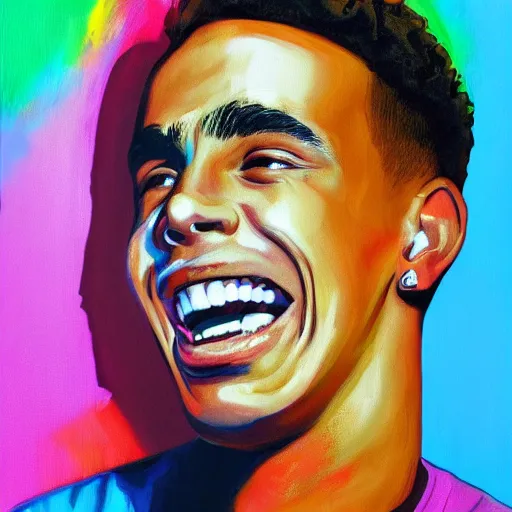 Image similar to rapper logic very big smile, painting