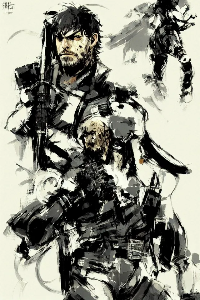 Prompt: Metal Gear, Soild Snake, by ashley wood, character design, concept art