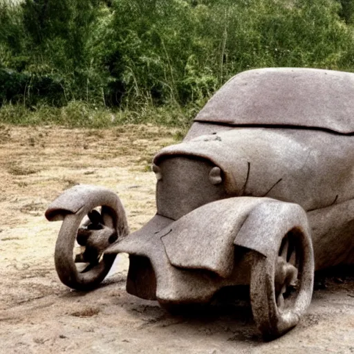 Prompt: car made during the stone age