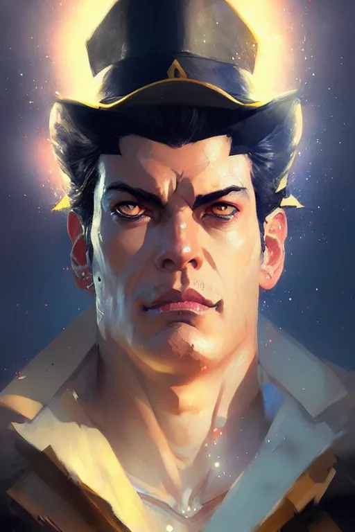 Prompt: epic portrait of jotaro by greg rutkowski, highly detailed portrait, scifi, digital painting, artstation, concept art, smooth, sharp foccus ilustration, artstation hq