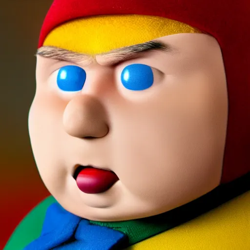 Image similar to Hyperrealistic photo of Cartman from South park, studio lighting, professional photography, cinematic