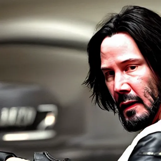 Image similar to Keanu Reeves in Sons of anarchy very detail4K quality super realistic