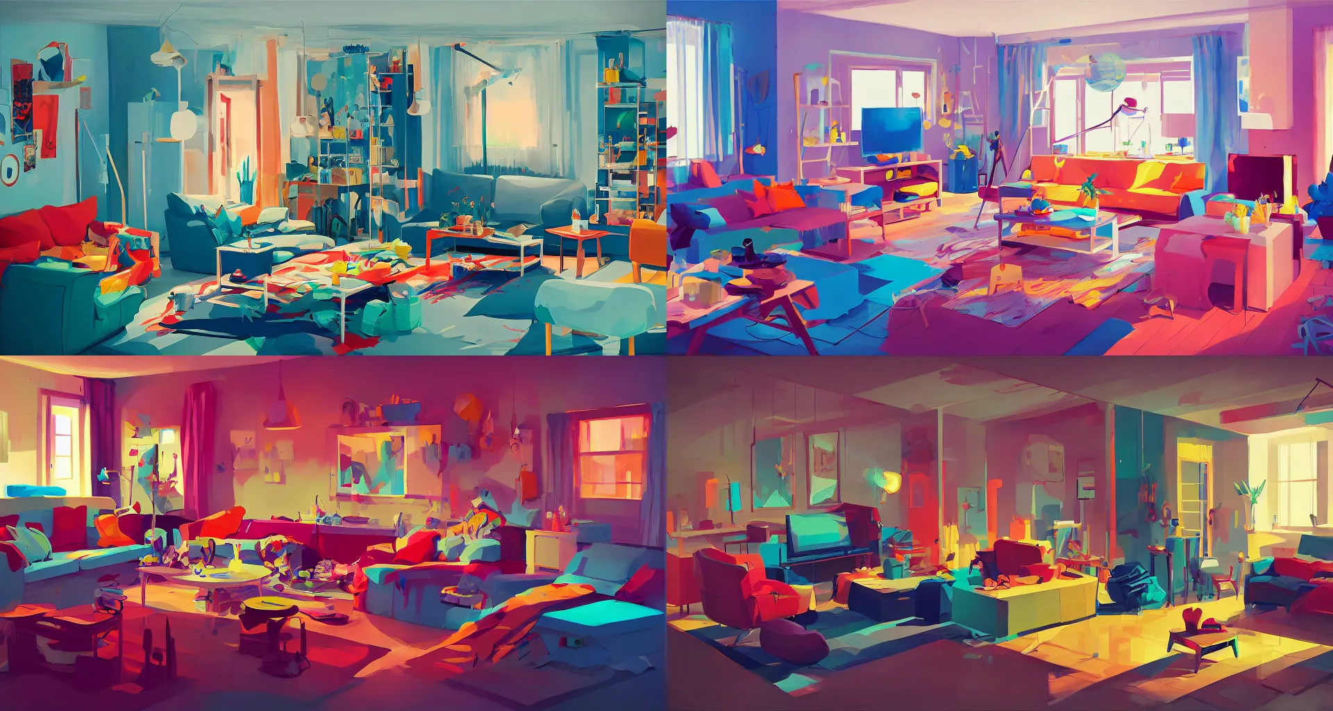 Prompt: IKEA catalogue photo of a living room, by Anton Fadeev