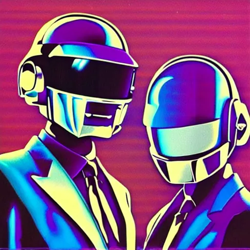 Image similar to Daft punk, vaporwave, intricate, highly detailed, smooth, sharp focus