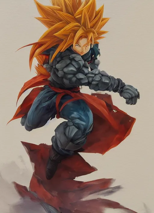 Prompt: semi reallistic gouache gesture painting, by yoshitaka amano, by Ruan Jia, by Conrad roset, by dofus online artists, detailed anime 3d render of gesture painting of Crono as a Super Saiyan, young Crono blond, Crono, Dragon Quest, Crono, goku, portrait, cgsociety, artstation, rococo mechanical, Digital reality, sf5 ink style, dieselpunk atmosphere, gesture drawn