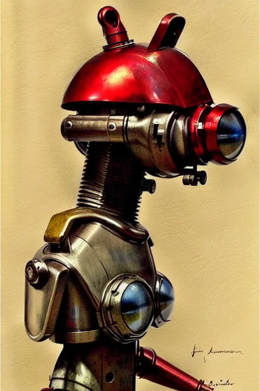 Image similar to adventurer ( ( ( ( ( 1 9 5 0 s retro future android robot dog. muted colors. ) ) ) ) ) by jean baptiste monge!!!!!!!!!!!!!!!!!!!!!!!!! chrome red