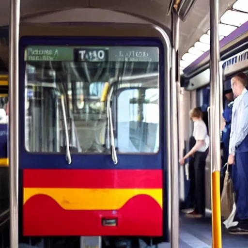 Prompt: public transport showing up on time and everyone applauding it