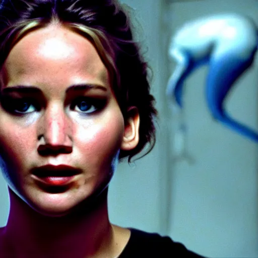 Prompt: cinematic jennifer lawrence, color photography, sharp detail, confused, still from the movie alien