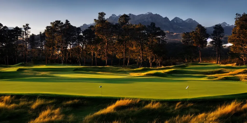 Prompt: a great photograph of the most amazing golf hole in the world, in winter, beautiful ambient light, golf digest, top 1 0 0,