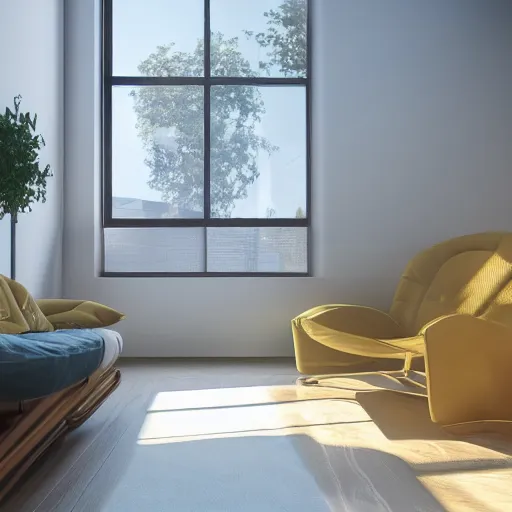 Prompt: rays of the sun shining through the window. very beautiful, warm shiny colors, octane render