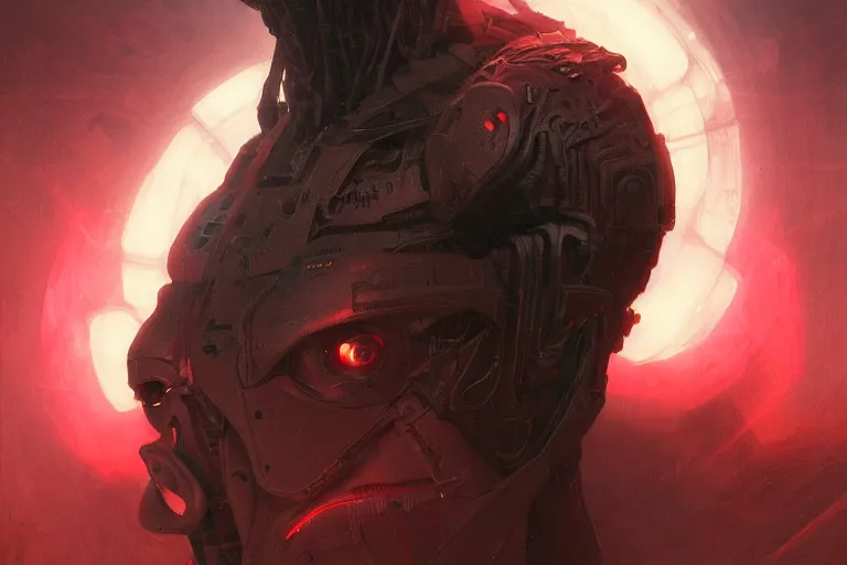 Image similar to portrait of cyborg Dementor from Harry Potter in cyberpunk, neon lighting, portrait in center, digital art from artstation by Ruan Jia and Mandy Jurgens and Artgerm and william-adolphe bouguereau and Greg Rutkowski and Wayne Barlowe