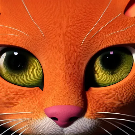 Prompt: an orange cat with a happy face, digital art, octane render, realistic