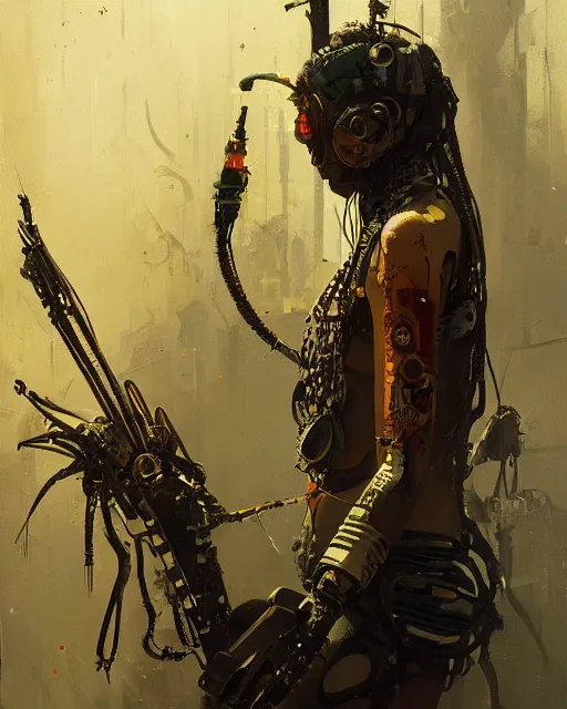 Image similar to detailed portrait australian aboriginal cyberpunk futuristic, decorated traditional ornaments by carl spitzweg ismail inceoglu dragan bibin hans thoma greg rutkowski alexandros pyromallis nekro illustrated perfect face, fine details, realistic shaded, fine - face, pretty face