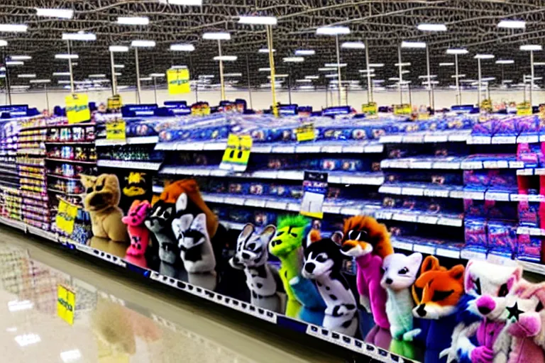 Image similar to photo of fursuits for sale at walmart on black friday