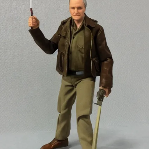 Image similar to 5 inch figure of alan alda as hawkeye from mash, toy, realistic, studio lighting