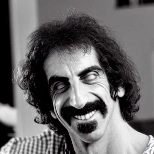 Prompt: frank zappa smiles cheekily in the movie 2 0 0 1