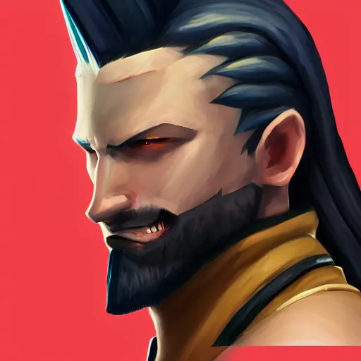 Image similar to portrait painting of Barret Wallace from FFVII as Overwatch character, medium shot, asymmetrical, profile picture, Organic Painting, sunny day, Matte Painting, bold shapes, hard edges, street art, trending on artstation