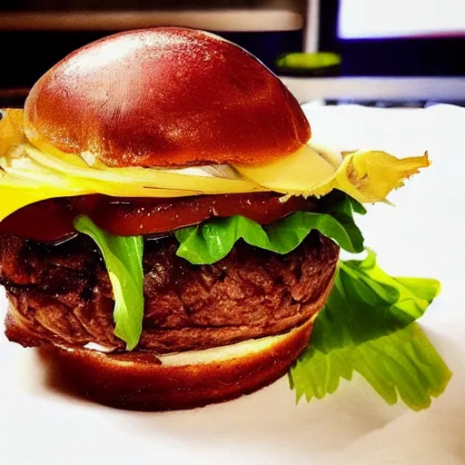 Prompt: close up high resolution photo of hamburger, michelin star, very tasty, food photography, instagram, trending