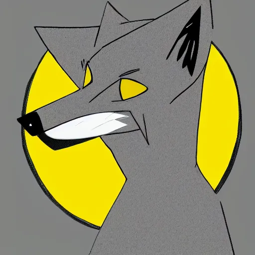 Prompt: lineart of a silly grey wolf wearing a yellow raincoat