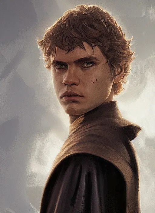 Image similar to highly detailed comic style portrait of anakin skywalker as a sith, by greg rutkowski, global illumination, radiant light