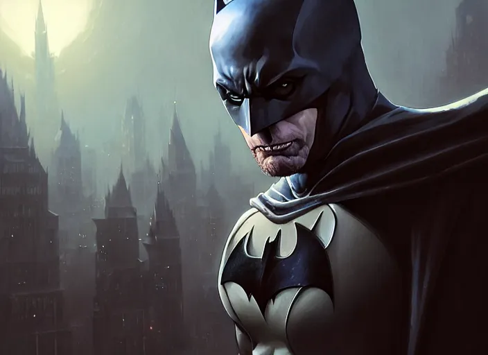 Image similar to highly detailed portrait of kevin conroy as batman,, stephen bliss, unreal engine, fantasy art by greg rutkowski, loish, rhads, ferdinand knab, makoto shinkai and lois van baarle, ilya kuvshinov, rossdraws, tom bagshaw, global illumination, radiant light, detailed and intricate environment