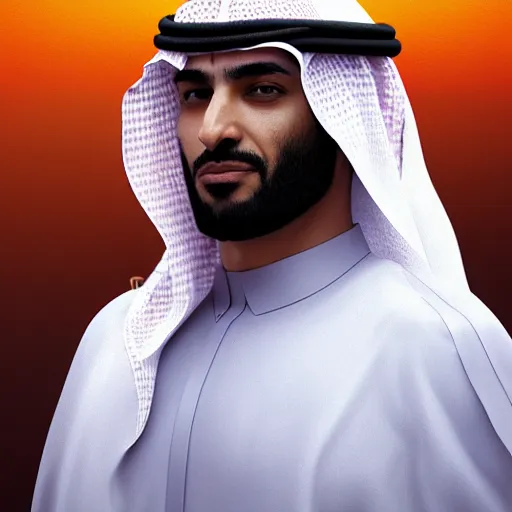 Image similar to saudi arab man digital art in the style of greg rutkowski and craig mullins, 4 k