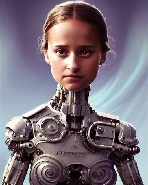 Image similar to weta disney pixar movie still head and torso portrait photo of young alicia vikander as thoughtful intricate detailed mechanical white plastic cyborg girl by pixar, by weta, wlop, ilya kuvshinov, rossdraws, artgerm, latex, iridescent, bright morning, anime, liosh, mucha