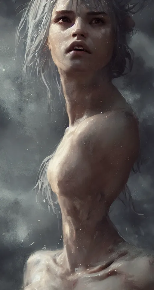 Prompt: An upper body portrait of an attractive fairy by Greg Rutkowski, Sung Choi, Mitchell Mohrhauser, Maciej Kuciara, Johnson Ting, Maxim Verehin, Peter Konig, Bloodborne, 8k photorealistic, cinematic lighting, HD, high details, dramatic, dark atmosphere, trending on artstation