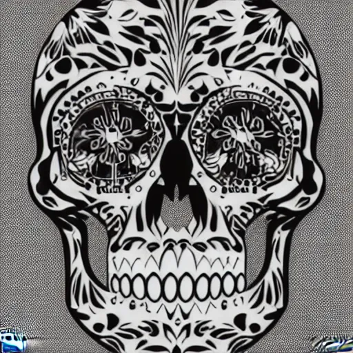 Prompt: vector art panel for cnc plasma, laser, simple geometric sugar skull design pattern