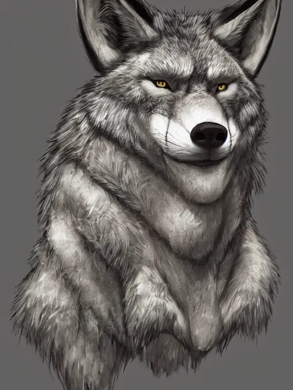 Image similar to 3/4 headshot of cute anthro wolf man, D&D, handsome, fantasy, intricate, long snout, donkey ears, fursona, black hair, elegant, highly detailed, digital painting, artstation, concept art, smooth, sharp focus, illustration, art by artgerm and greg rutkowski and alphonse mucha