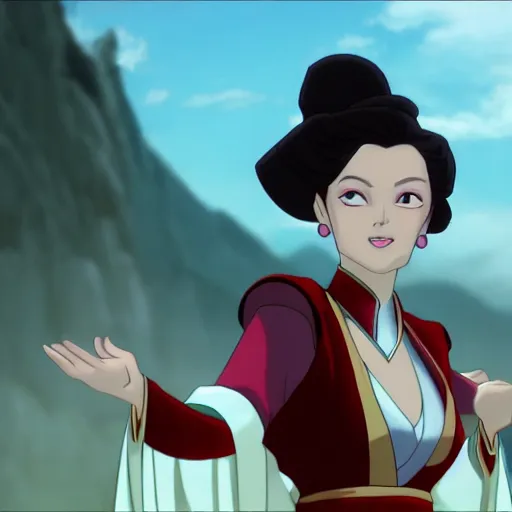 Prompt: cinematic shot of elizabeth you is princess azula