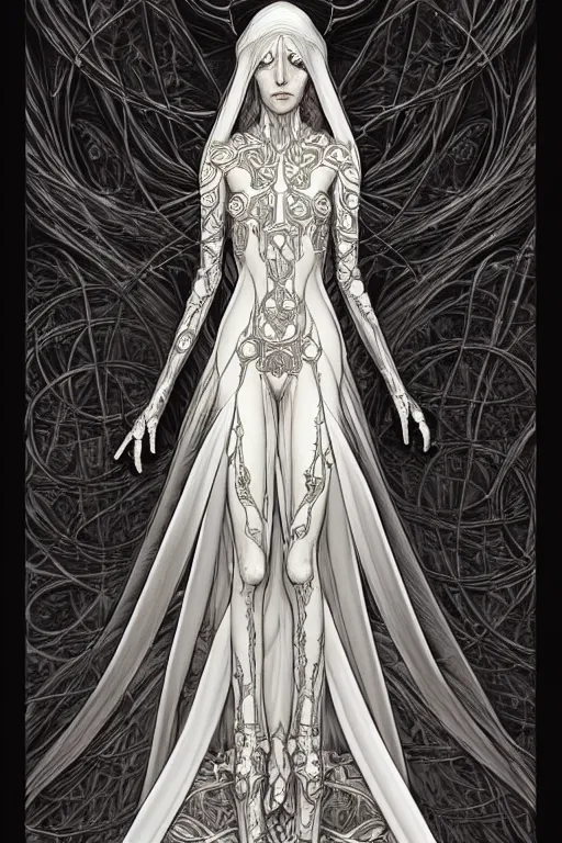 Image similar to digital art, centered full body of elven bride ,intricate, veins, by James Jean and by piet mondrian ultradetailed, charachter design, concept art, trending on artstation,