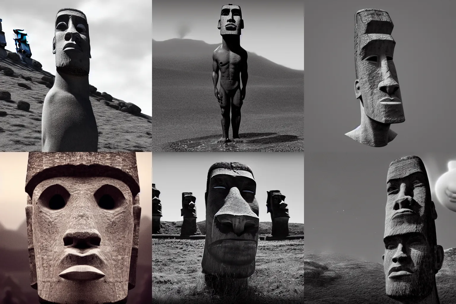 Gigachad as an Easter Island head, trending on, Stable Diffusion