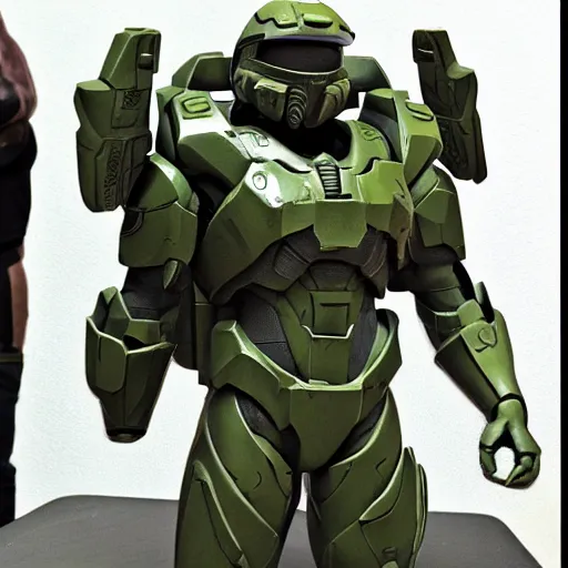 Image similar to master chief sculpted in the style of george tsougkouzidis