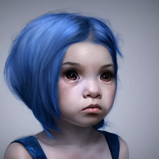 Image similar to little angry girl with blue hair by Sam Yang , 4k, digital art, concept art, trending on artstation-H 840
