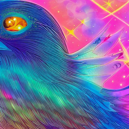 Prompt: close up of a cosmic bird, profile picture, SVG Vector, digital art, matte painting, trending on artstation, award-winning art, 8k