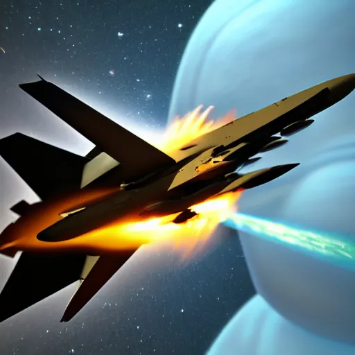 Prompt: cinematic areal shot of a fighter jet exploding from the energy wave concept art