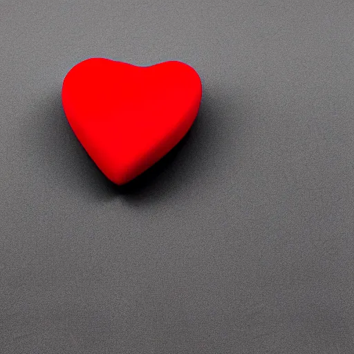 Image similar to 3d render of a badly formed red putty heart shape in the middle of a gray sheet of paper