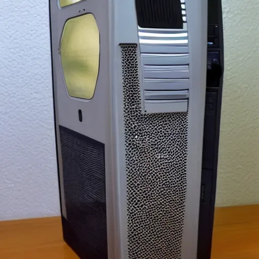 Image similar to a retro computer that is a portal to another world