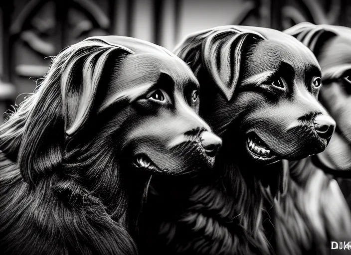 Image similar to photo of a real life photorealistic three - headed cerberus dog guarding the gates to the underworld. fantasy horror style. highly detailed 8 k. intricate. lifelike. soft light. nikon d 8 5 0 5 5 mm. dof. cinematic post - processing.