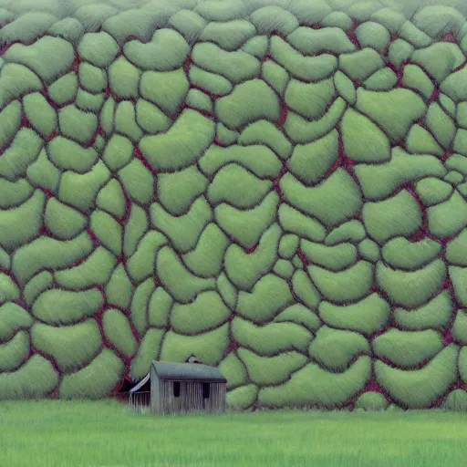 Image similar to kudzu vines wrapping around an old farmhouse, American west, surrealism