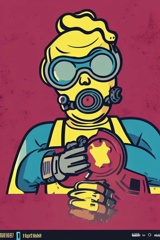 Image similar to fallout 7 6 retro futurist illustration art by butcher billy, sticker, colorful, illustration, highly detailed, simple, smooth and clean vector curves, no jagged lines, vector art, smooth andy warhol style