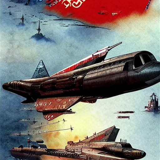 Image similar to [North Korean spaceship, poster, very detailed, cinematic lighting, matte, sharp, photography, art by enki bilal]