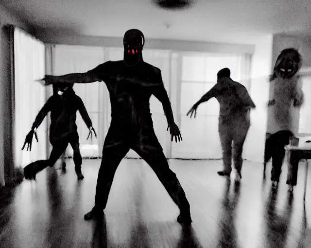 Image similar to transparent horror spirit attacks in living room interior photos shot on iphone, dynamic fight pose, full body shot, sharp focus, grainy, corpse, paranormal flashlight,